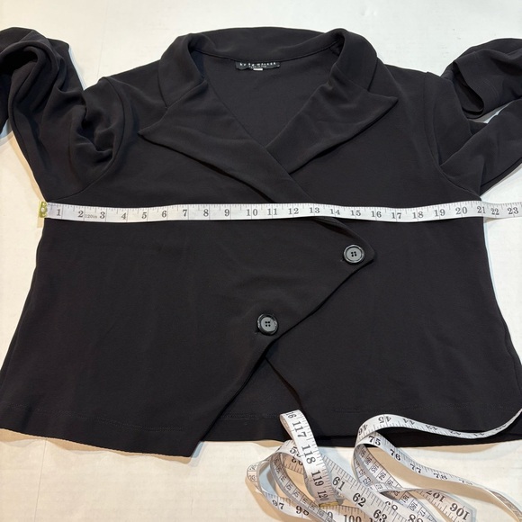 Bryn Walker Black Cropped Jacket Crossover Button Front Long Sleeve Lagenlook, S - Picture 14 of 15